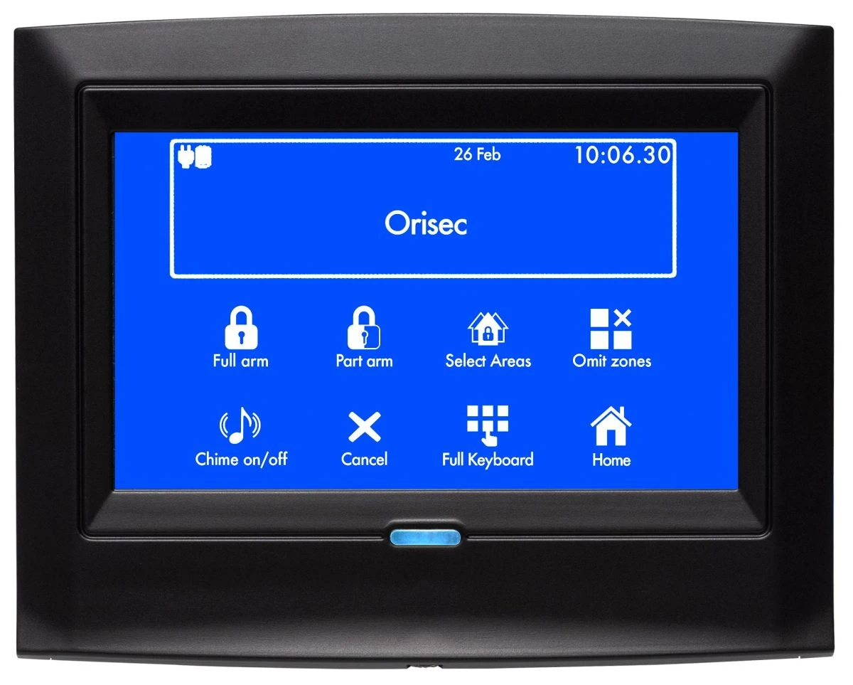 'Orisec Low Profile Satin Black Touch Screen Built in Wireless Expander Keypad'